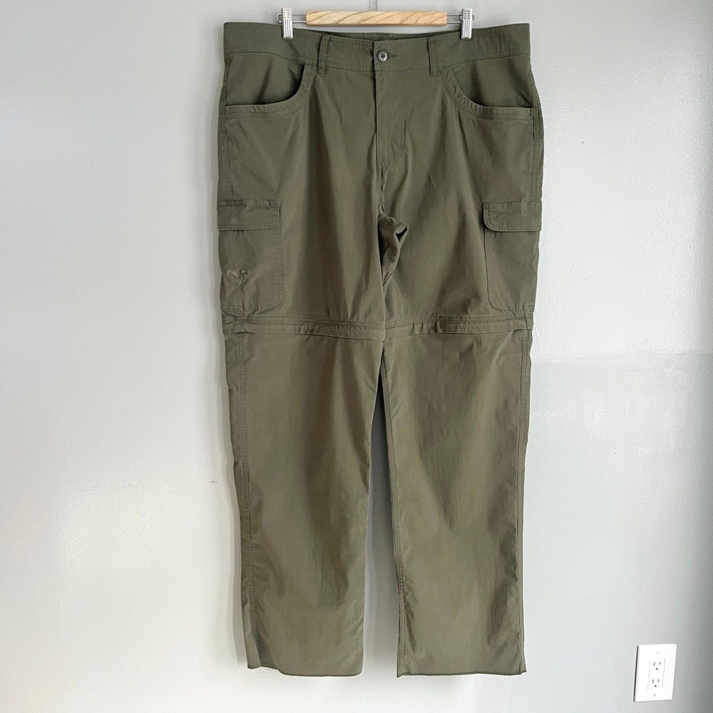 Boy Scouts of America Mens Switchback Pants Olive Green Cargo Convertible 42x34